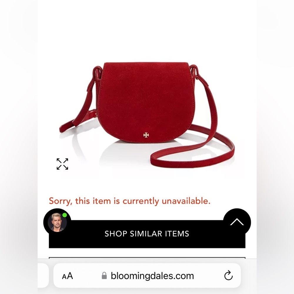 TORY BURCH MINI SADDLE SUEDE BAG